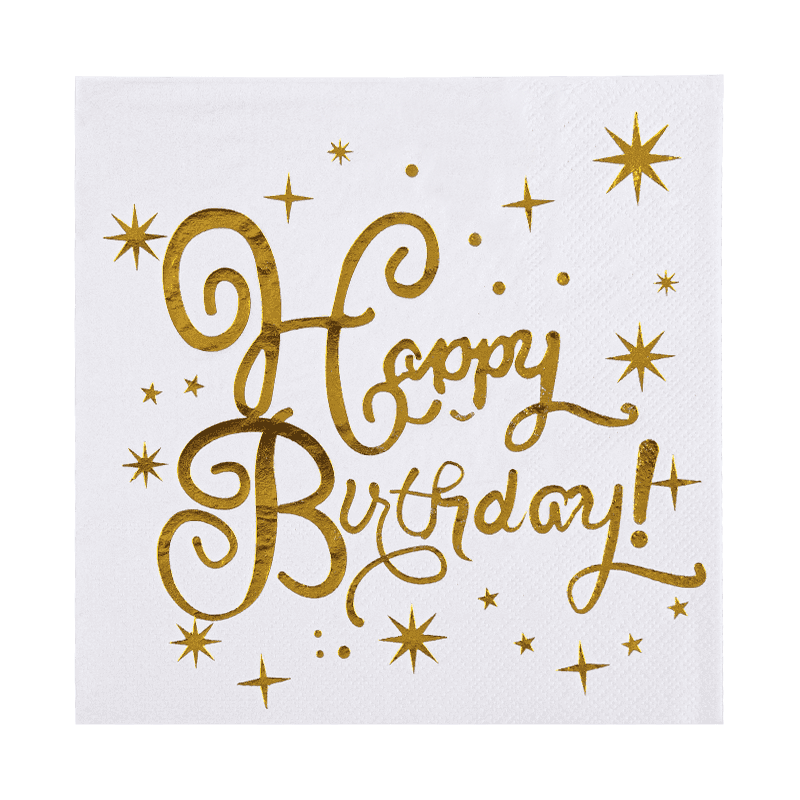 33x33 Chúc mừng sinh nhật cocktail khăn ăn 3ply giấy khăn ăn với dập nóng SJ3301